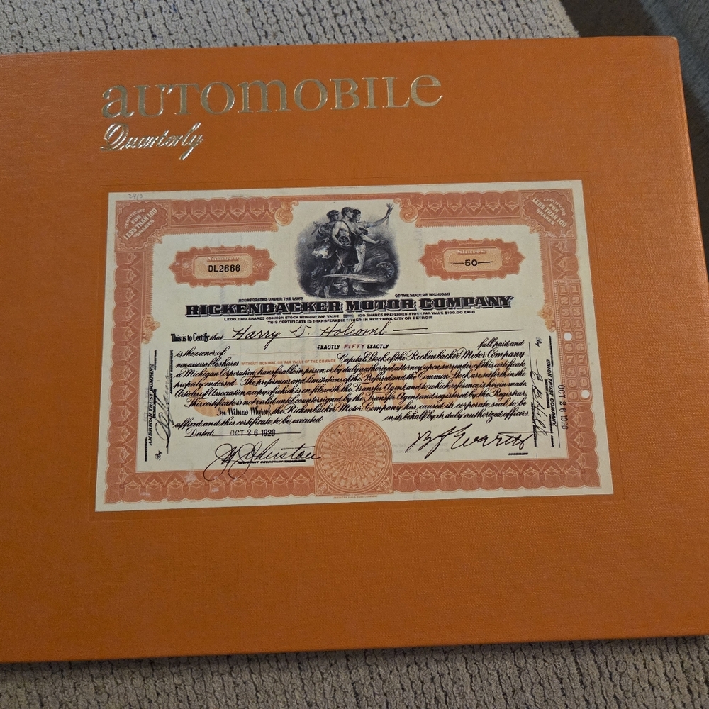 Automobile Quarterly Hardcover Book - rare vintage stock certificate Book